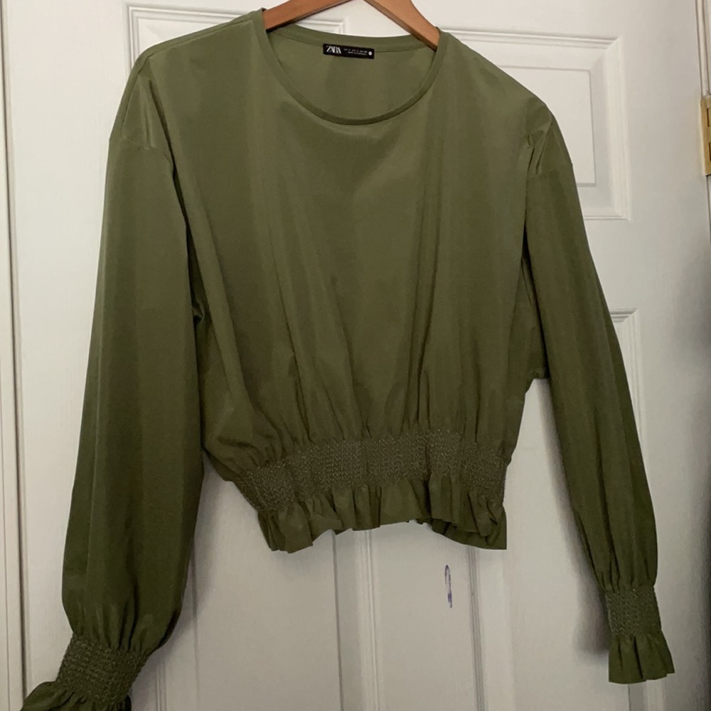 Sage Green Smock Detail Top